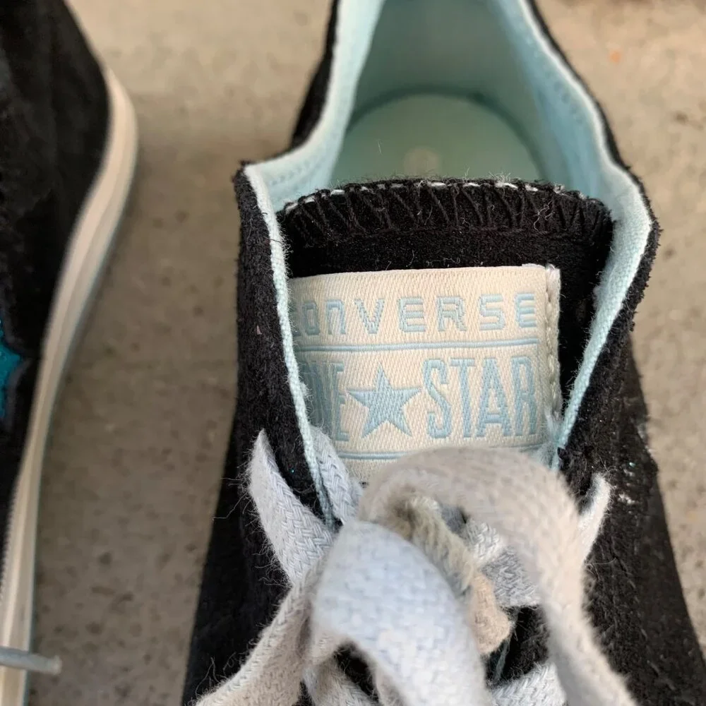 CONVERSE One Star Low Top Sneakers Girls 2.5 34 Y2K Black Suede Running Shoes